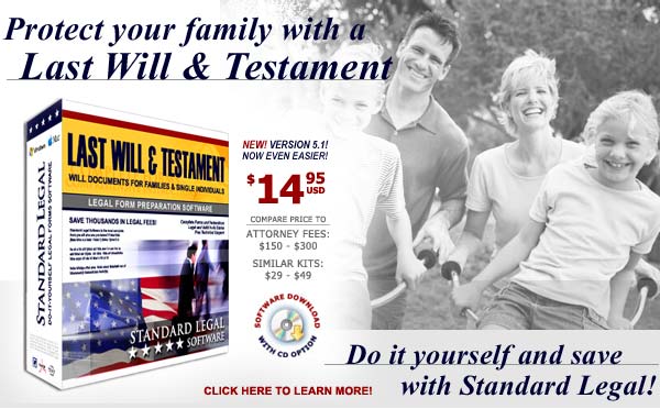 do it yourself Last Will and Testament software from Standard Legal and xtramoney4me.net