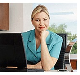 Woman home business computer